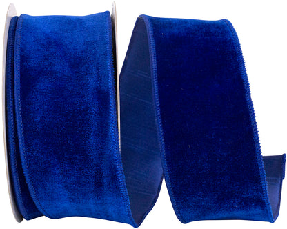 Velvet Plush Deluxe Dupioni Backed Wired Edge Ribbon Royal 2-1/2 Inch 10 Yards