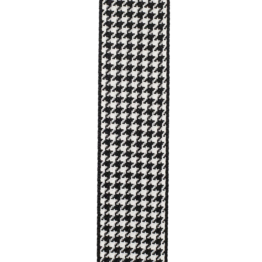 Houndstooth Texture Woven Wired Edge Ribbon, Black/White, 1-1/2In 25Yd