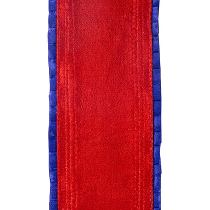 Metallic Pleated Overlay Deluxe Metallic Dupioni Backed Wired Edge Ribbon Royal/red 4 Inch 5 Yards