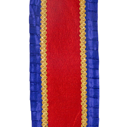 Metallic Pleated Overlay Deluxe Metallic Dupioni Backed Wired Edge Ribbon Royal/red 4 Inch 5 Yards