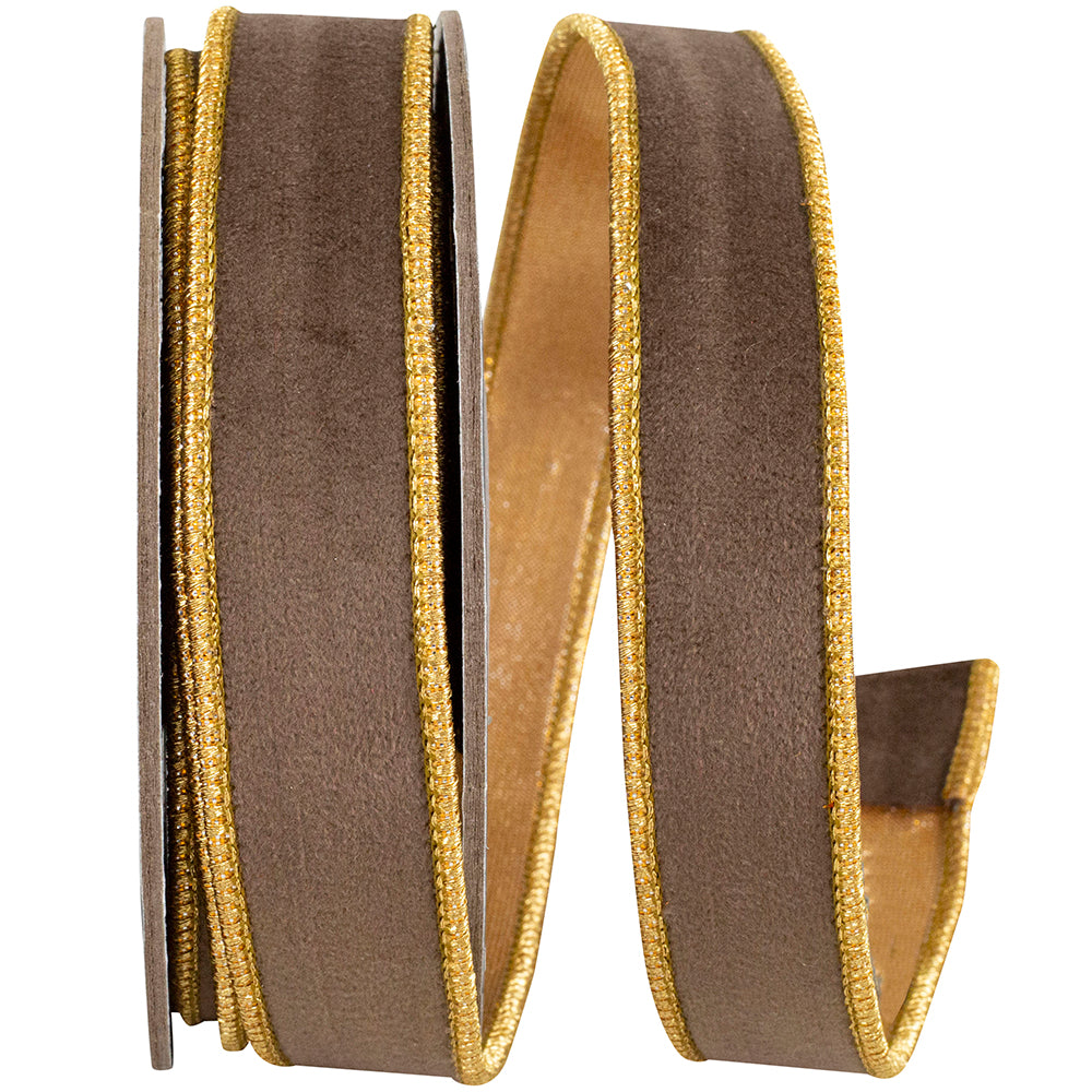 Velvet Touch Deluxe Metallic Dupioni Backed Wired Edge Ribbon, 1 In 5 Yd