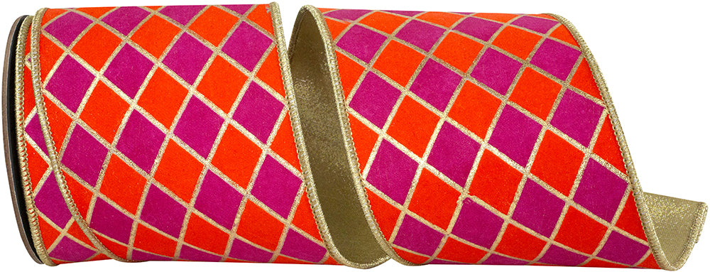 Diamond Elite Metallic Outline Deluxe Wired Edge Ribbon, 4 In 5 Yd
