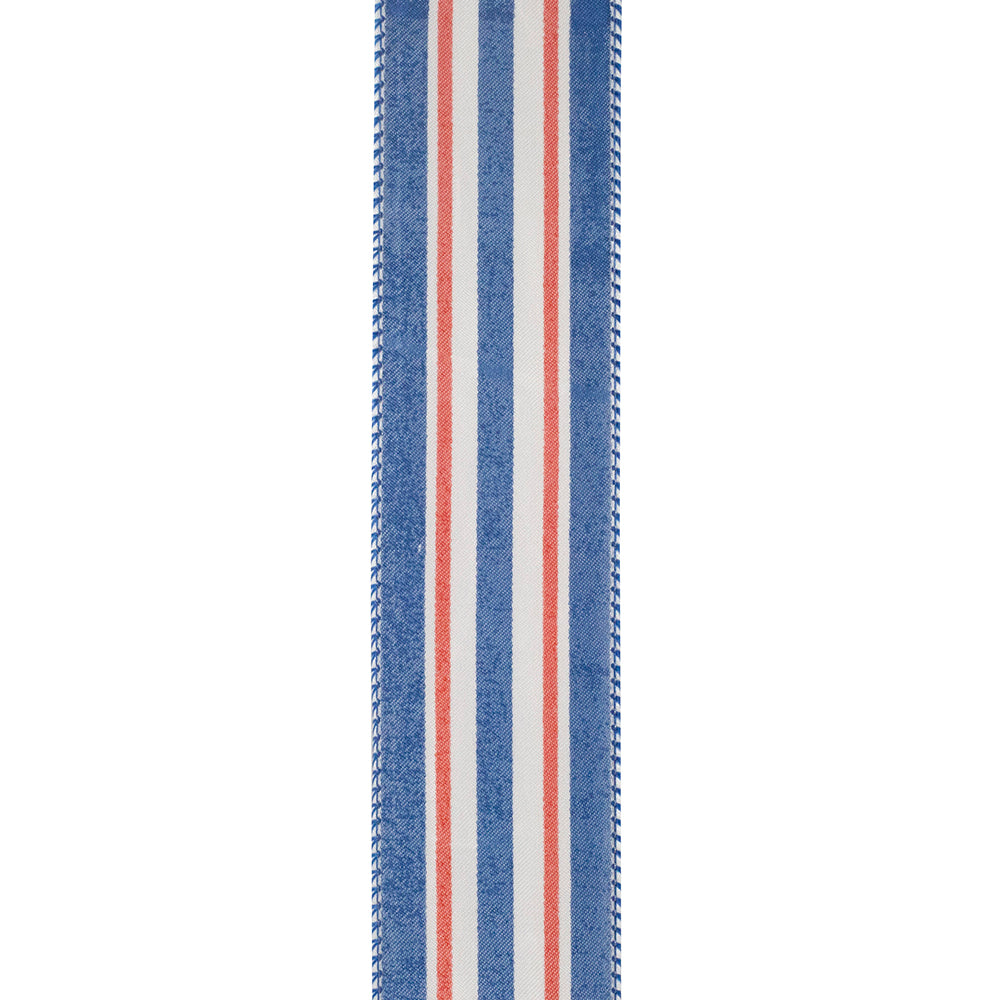 Red White And Blue Striped Satin Wired Edge Ribbon Red/white/blue 1-1/2 Inch 10 Yards