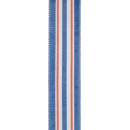 Red White And Blue Striped Satin Wired Edge Ribbon Red/white/blue 1-1/2 Inch 10 Yards