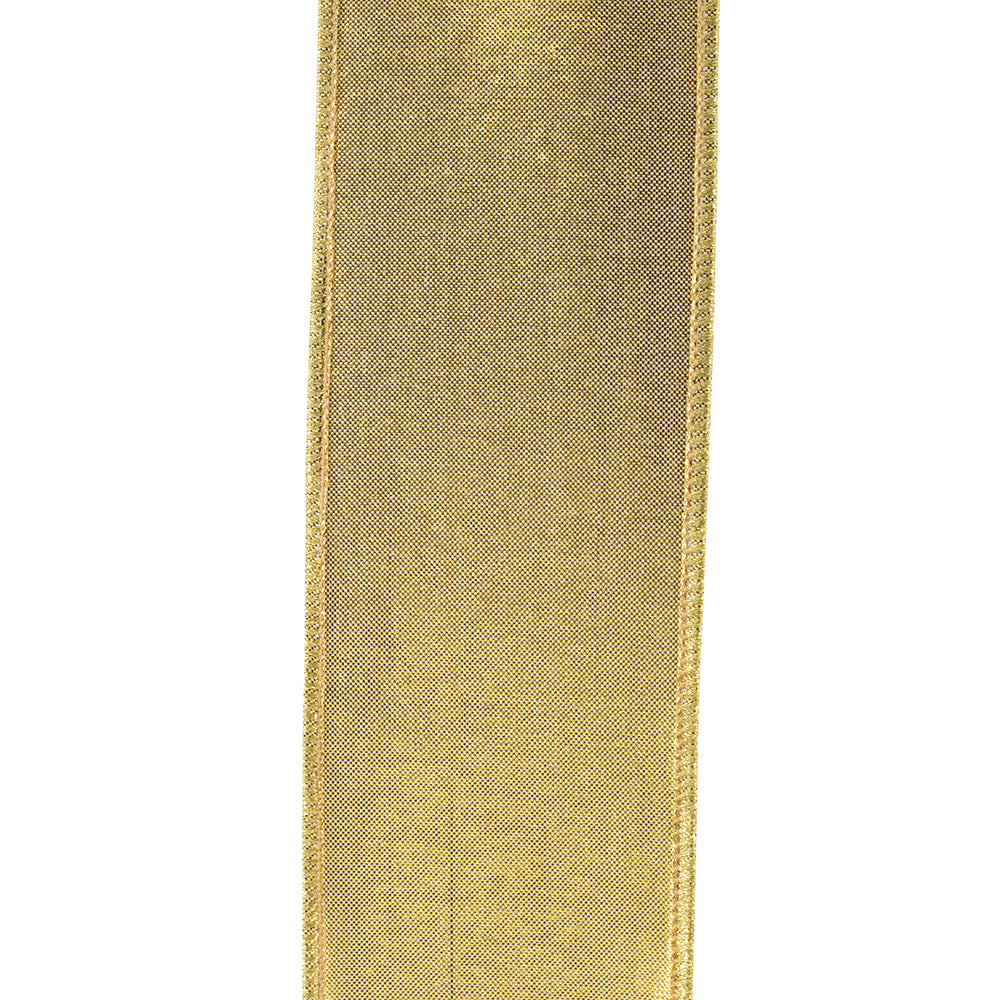 Metallic Woven Deluxe Dupioni Two Sided Wired Edge Ribbon Gold 2-1/2 Inch 10 Yards