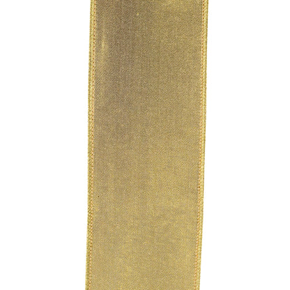 Metallic Woven Deluxe Dupioni Two Sided Wired Edge Ribbon Gold 2-1/2 Inch 10 Yards