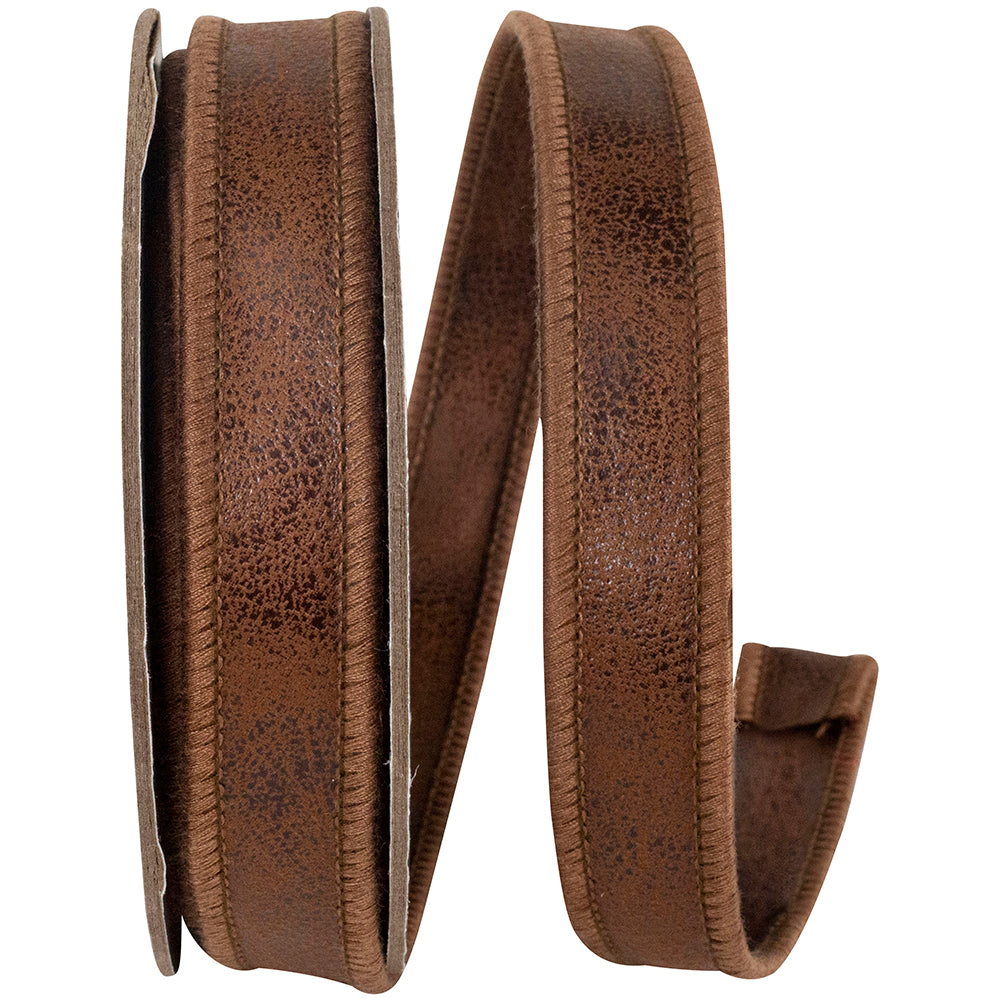 Leather Deluxe Two Sided Wired Edge Ribbon, 7/8 In 5 Yd