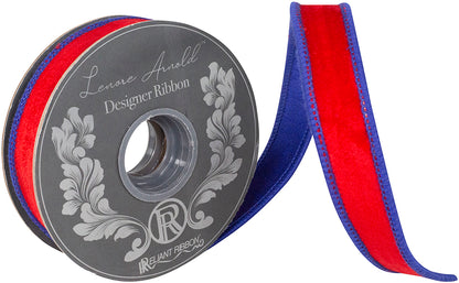 Velvet Touch Deluxe Dupioni Backed Wired Edge Ribbon Red/royal 7/8 Inch 5 Yards