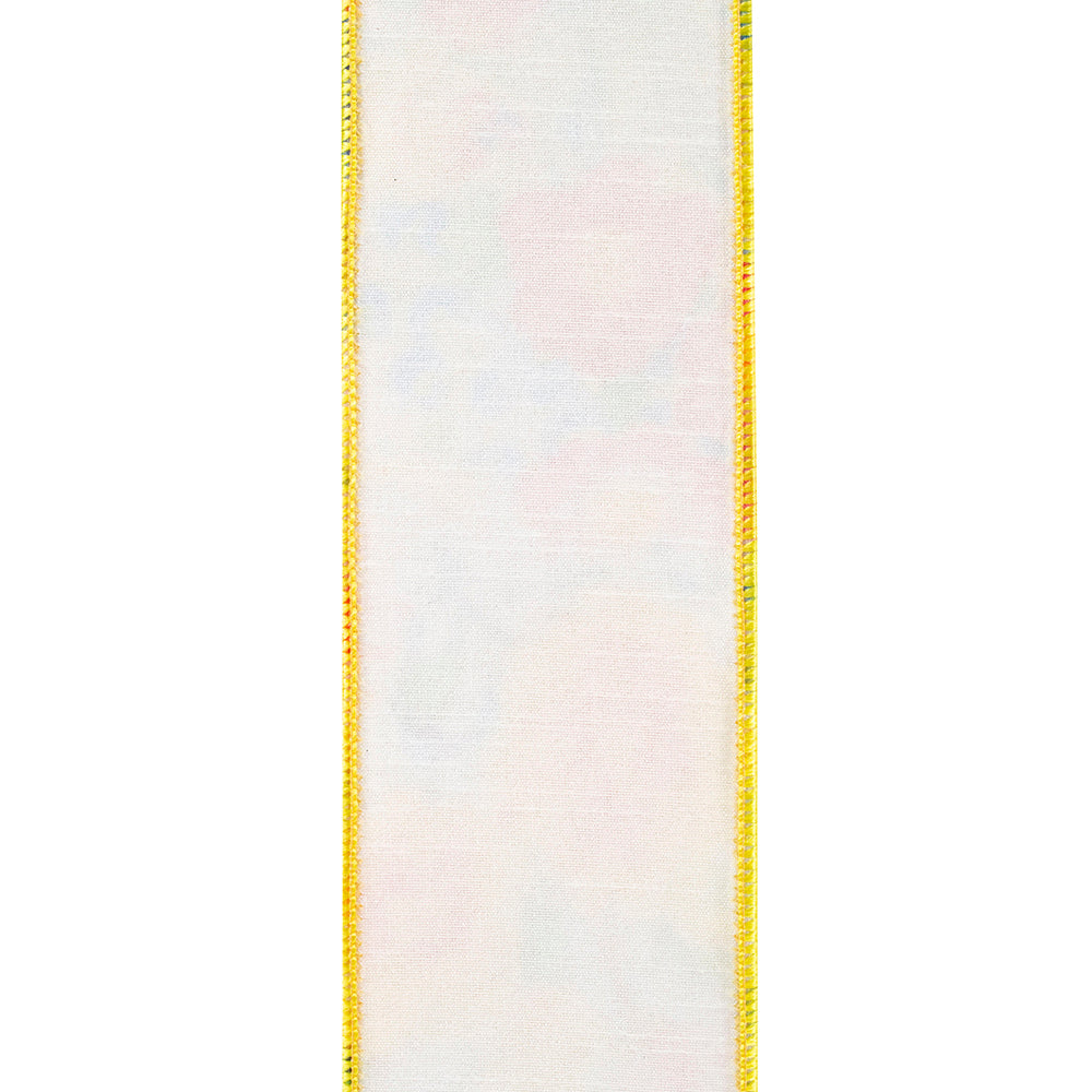 Flowers Colors Deluxe Dupioni Backed Wired Edge Ribbon Yellow 2-1/2 Inch 10 Yards