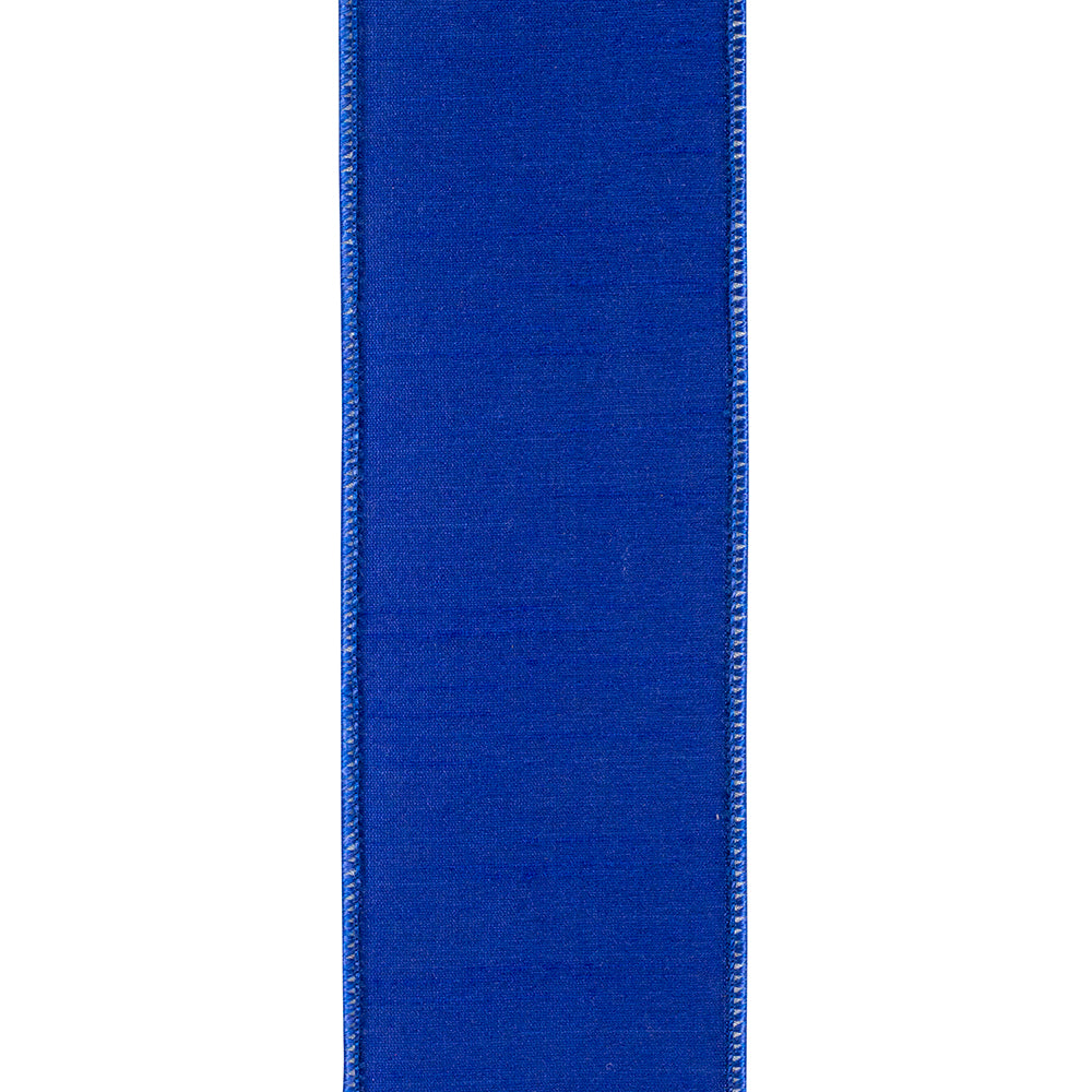 Blue Bird Perched Deluxe Dupioni Backed Wired Edge Ribbon Blue/white 2-1/2 Inch 10 Yards