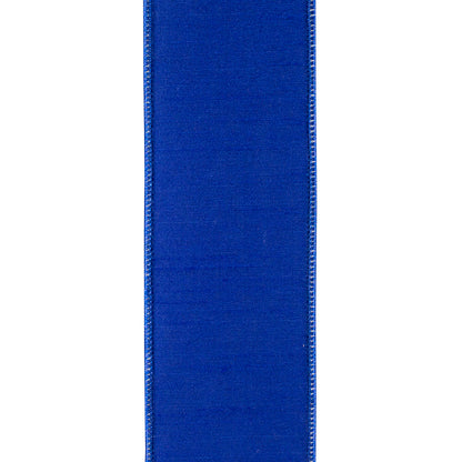 Blue Bird Perched Deluxe Dupioni Backed Wired Edge Ribbon Blue/white 2-1/2 Inch 10 Yards