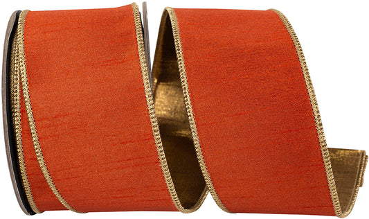 Dupioni Shimmer Fused Copper Metallic Backed Wired Edge Ribbon, 2-1/2 In 10 Yd