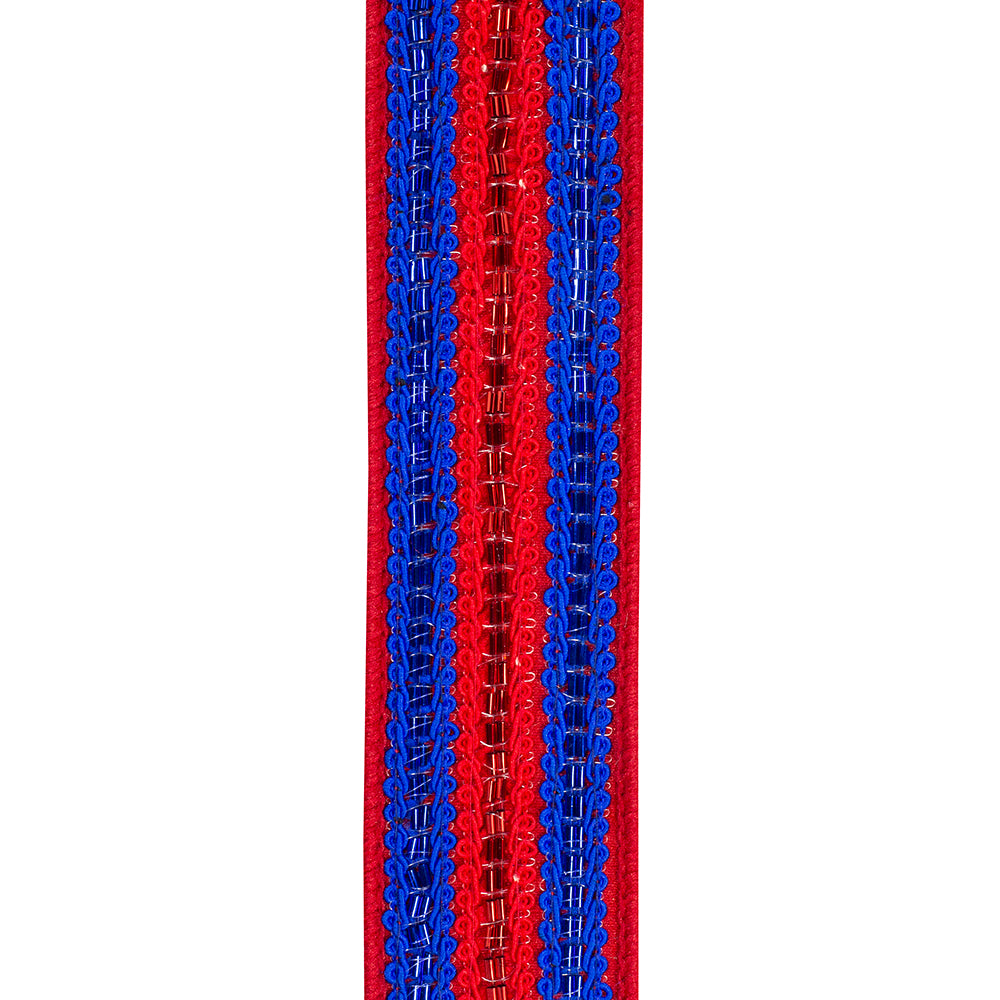 Trimming Lines Deluxe Fused Backed Wired Edge Ribbon Red/royal 1-1/2 Inch 5 Yards