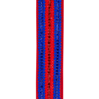 Trimming Lines Deluxe Fused Backed Wired Edge Ribbon Red/royal 1-1/2 Inch 5 Yards