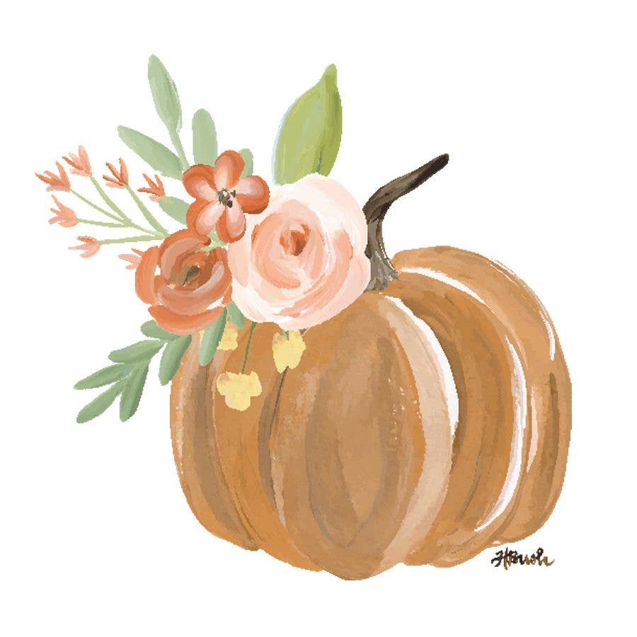 Haley's Orange Pumpkin with Flowers Wreath Sash