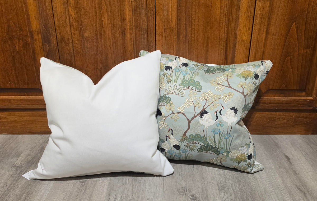 Heron Floral Accent Pillow