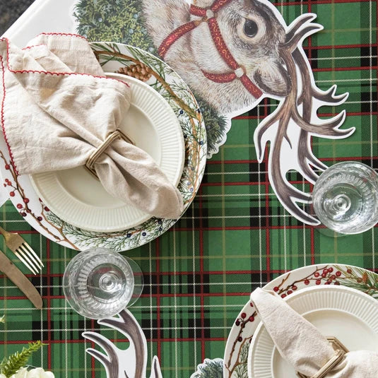 Hester & Cook Green Plaid paper table runner, view 3