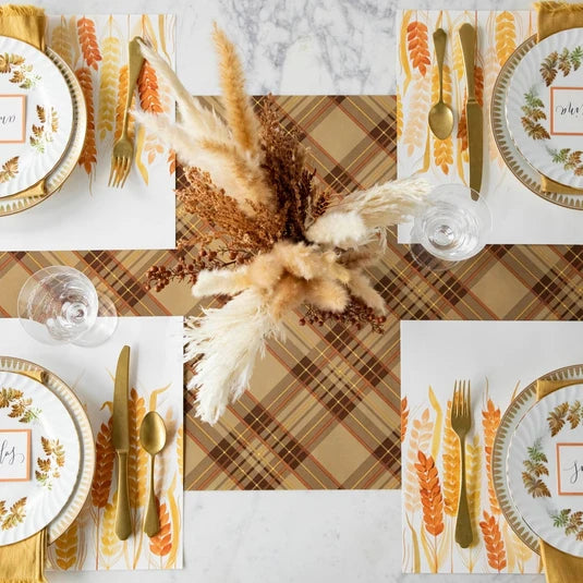 Hester & Cook Autumn Plaid paper table runner, view 2