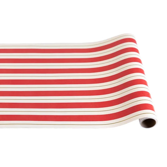Hester & Cook Red & Gold Awning Stripe paper table runner