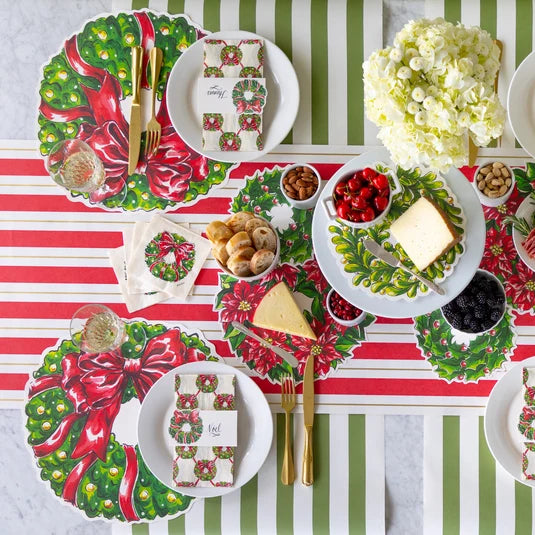 Hester & Cook Red & Gold Awning Stripe paper table runner, view 2