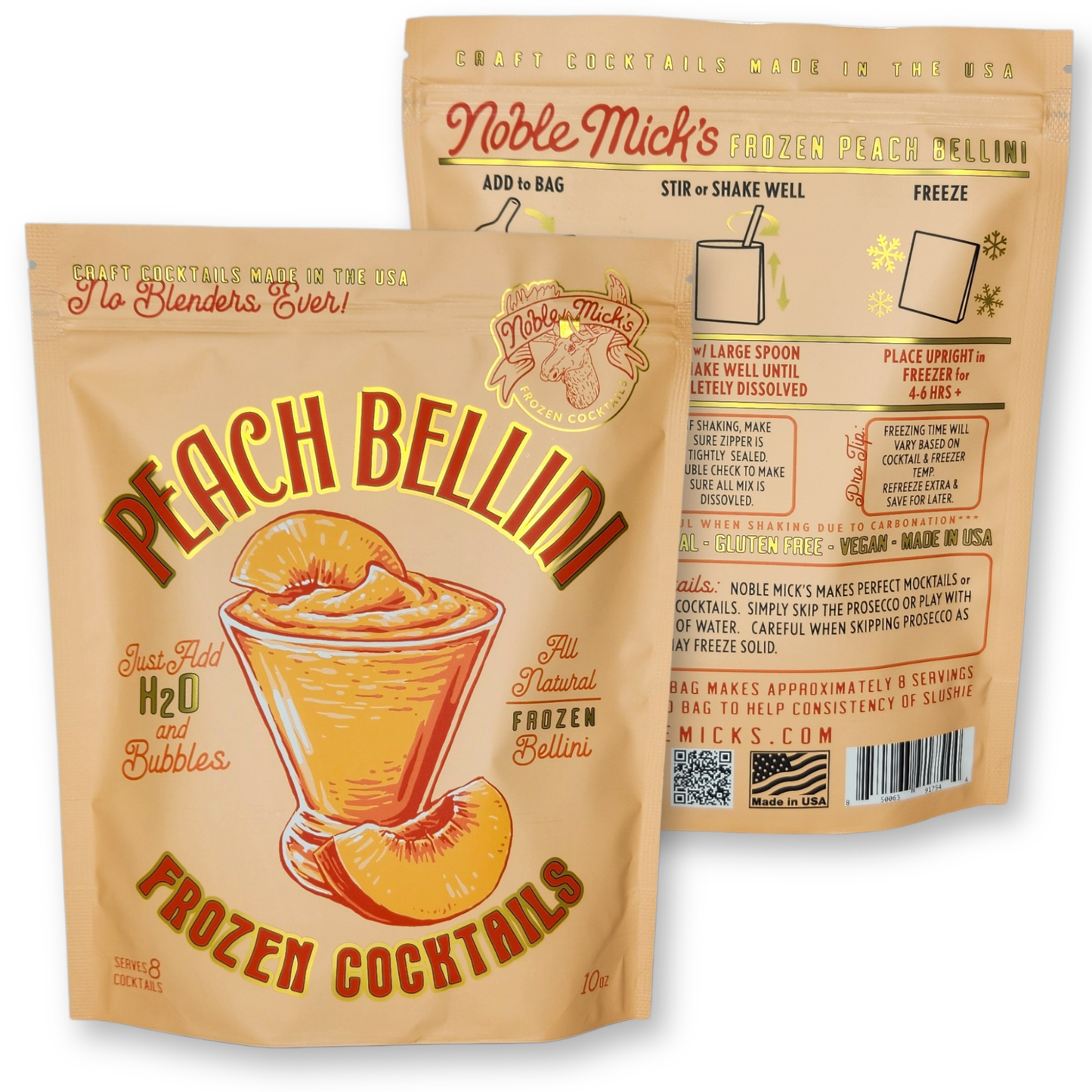 Peach Bellini Frozen Cocktail -Just add Water + Prosecco