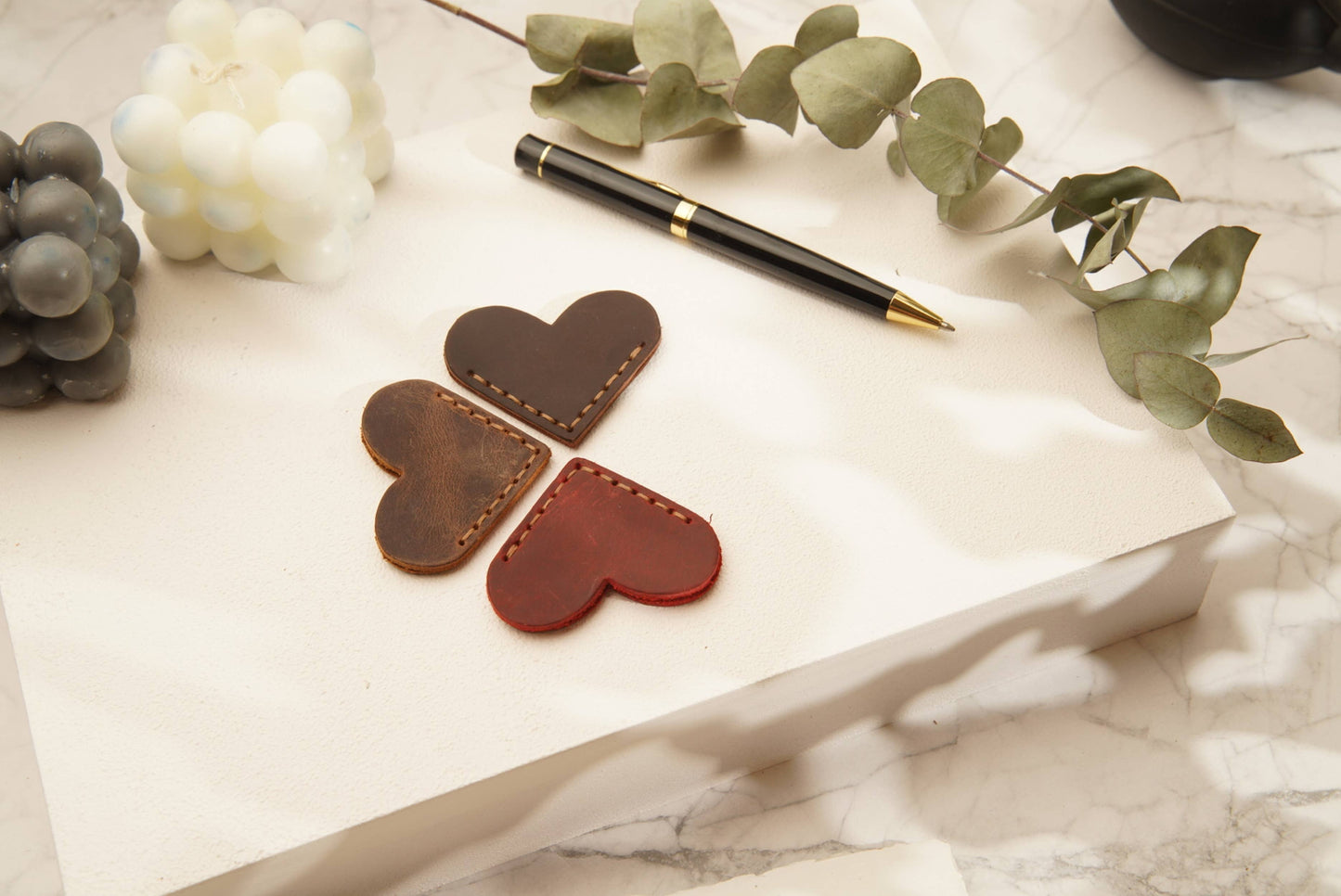 Leather Heart Bookmark: Brown