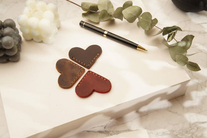 Leather Heart Bookmark: Red