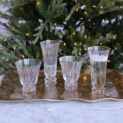 Set - Audrey Stemless Flute with Gold Rim Set of 6 (Clear and Gold) 10 fl oz