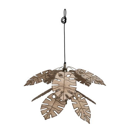 Metal & Banana Fiber Leaf Pendant Lamp, Antique Brass Finish, 6' Cord