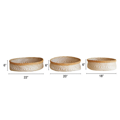 Hand-Woven Seagrass & Rattan Baskets with Pattern