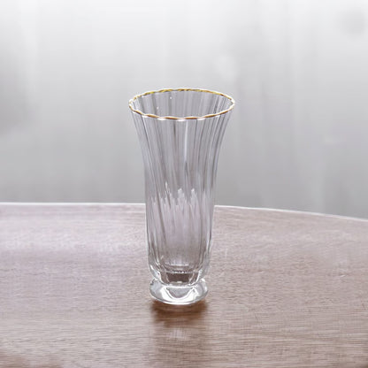 Set - Audrey Stemless Flute with Gold Rim Set of 6 (Clear and Gold) 10 fl oz