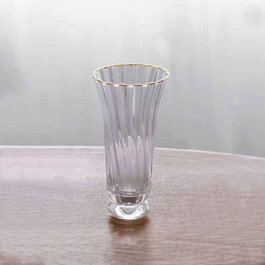 Set - Audrey Stemless Flute with Gold Rim Set of 6 (Clear and Gold) 10 fl oz