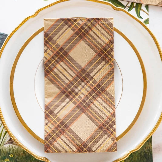 Hester & Cook Autumn Plaid paper guest napkins, view 2