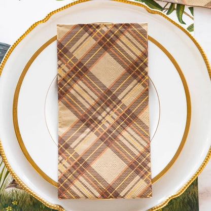 Hester & Cook Autumn Plaid paper guest napkins, view 2
