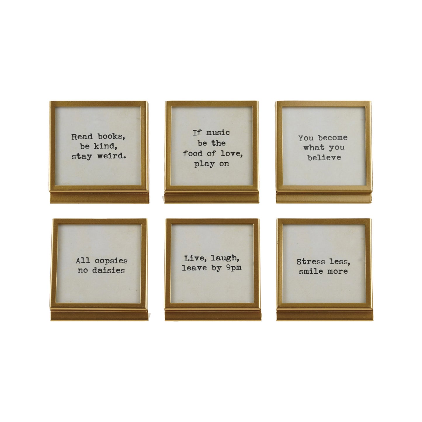 Metal & Glass Frame with Easel & Saying, Gold Finish