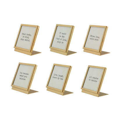 Metal & Glass Frame with Easel & Saying, Gold Finish