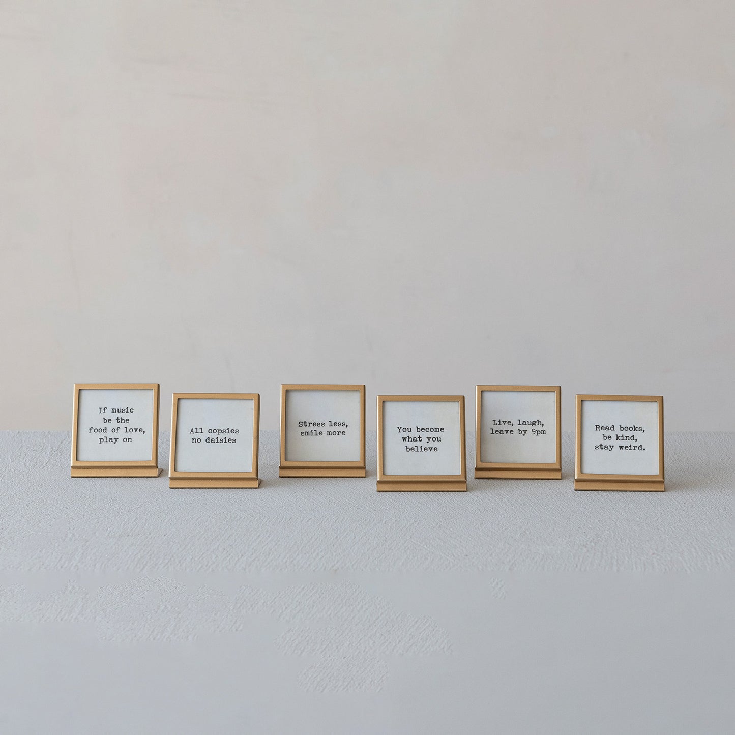 Metal & Glass Frame with Easel & Saying, Gold Finish